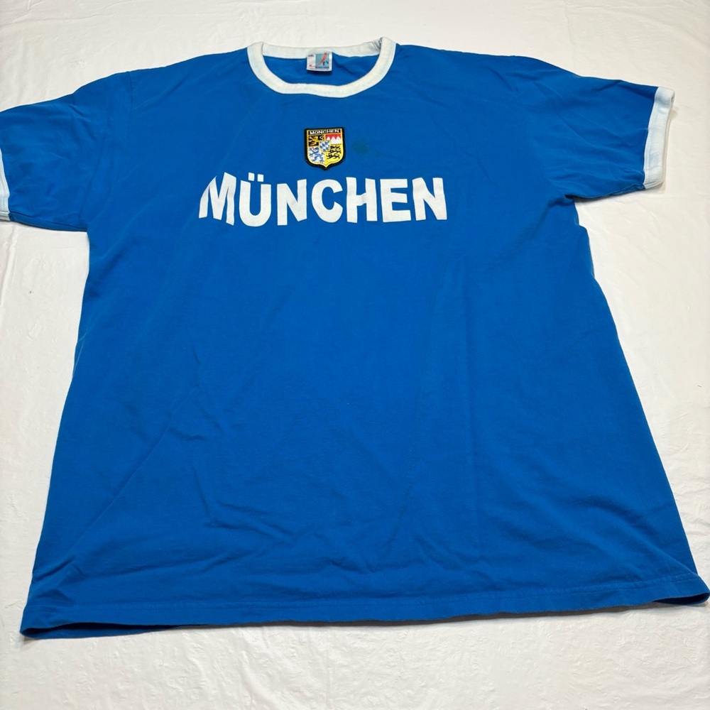 Munchen Football Soccer Blue JT’s Slim Contrast Short Sleeve T Shirt Mens XXL
